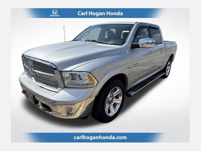 2016 RAM 1500 Laramie Longhorn in Bright Silver Clearcoat Metallic — front three-quarter view