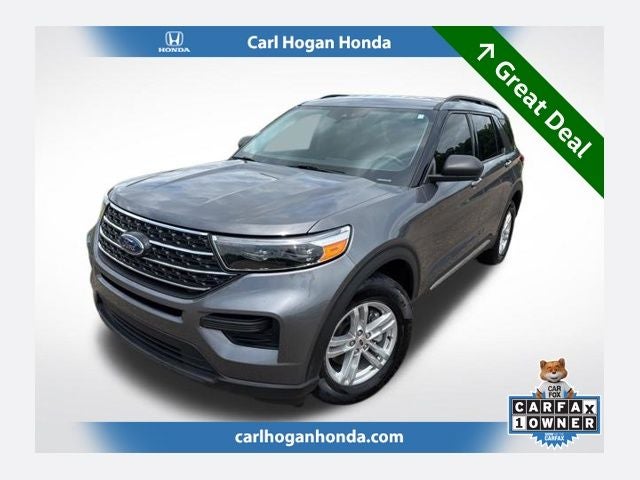 2022 Ford Explorer XLT in Gray Metallic — front three-quarter view