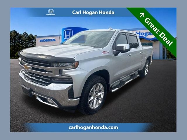 2021 Chevrolet Silverado 1500 LTZ in Silver Ice Metallic — front three-quarter view