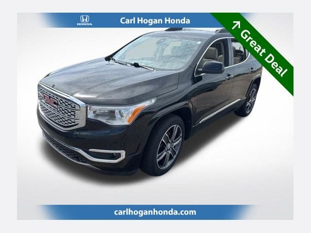 2018 GMC Acadia Denali in Ebony Twilight Metallic — front three-quarter view