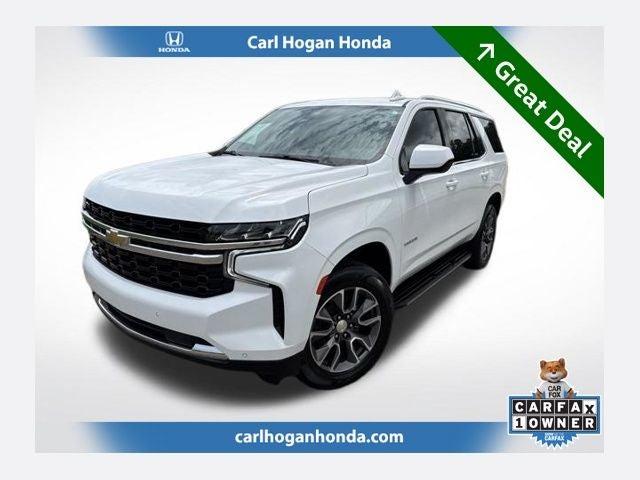 2024 Chevrolet Tahoe LS in Summit White — front three-quarter view