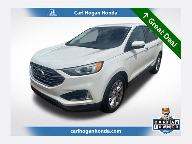 2022 Ford Edge Titanium in White Metallic — front three-quarter view