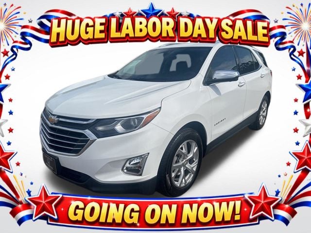 2021 Chevrolet Equinox Premier in Summit White — front three-quarter view