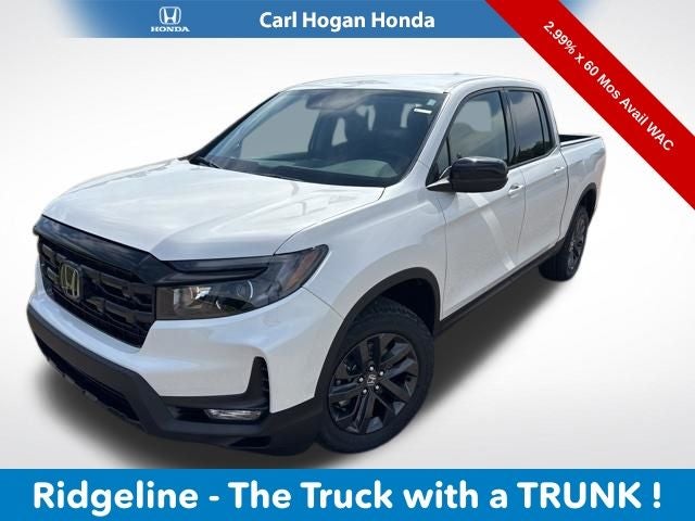 2026 Honda Ridgeline Sport in Platinum White Pearl — front three-quarter view