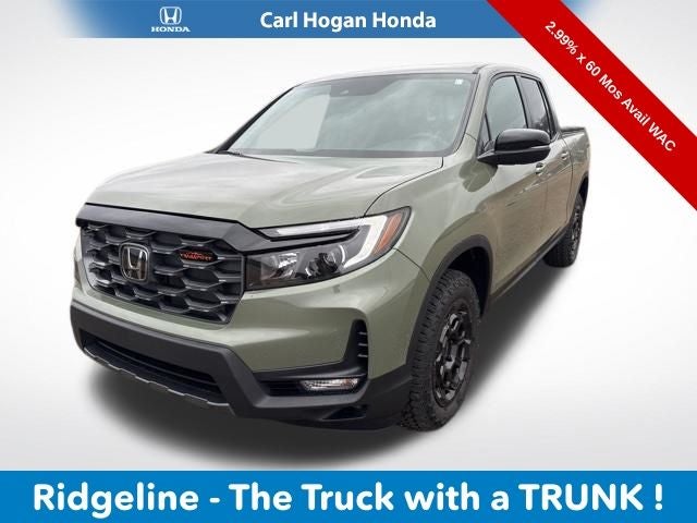 2026 Honda Ridgeline TrailSport+ in Ash Green Metallic — front three-quarter view