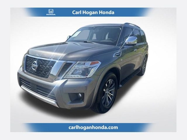 2018 Nissan Armada SL in Gun Metallic — front three-quarter view